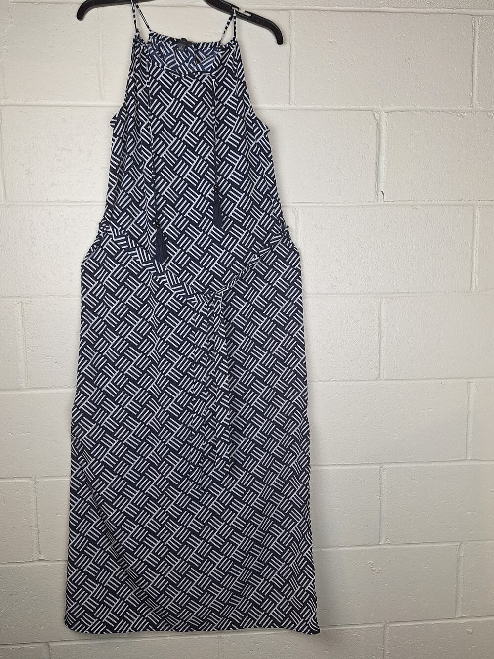 THE LIMITED Navy and White maxi dress abstract pattern Size Small